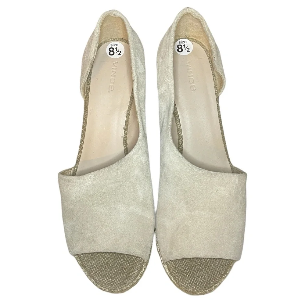 Vince Sonora Suede Asymmetrical Wedge Espadrilles Sz. 8.5